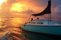 Azia and Jay Sunset on Catalina 22 in Key Largo