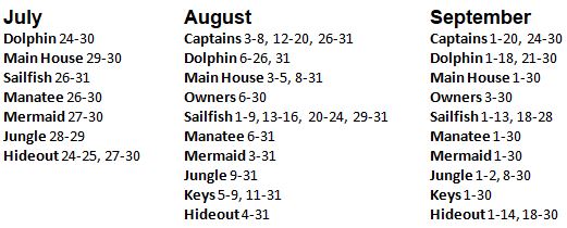 July 2018 Available Cottages July 2018 Available Cottages
