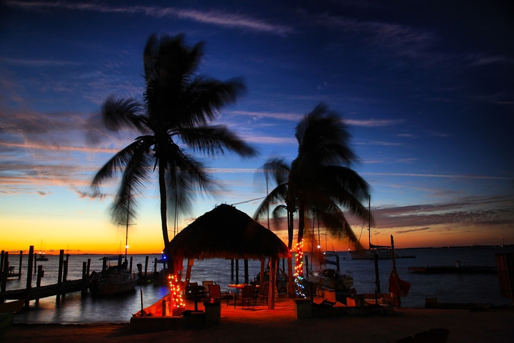 Beautiful Night Time in Key Lime Sailing Club and Cottages by Paul Lopez