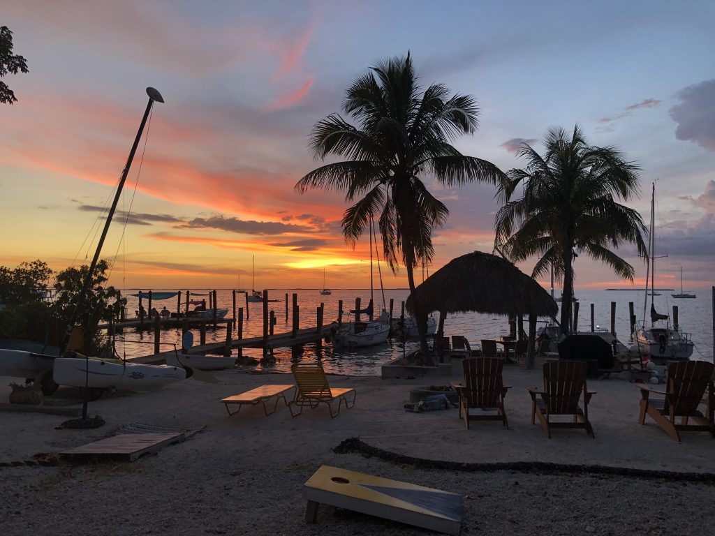 sunset by the tiki hut