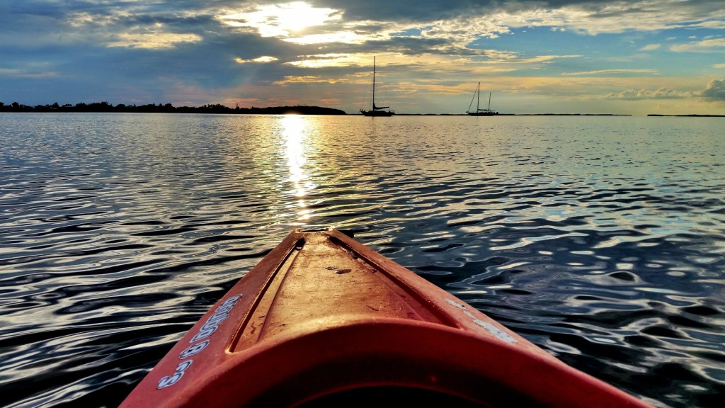 canoe trip at sunset