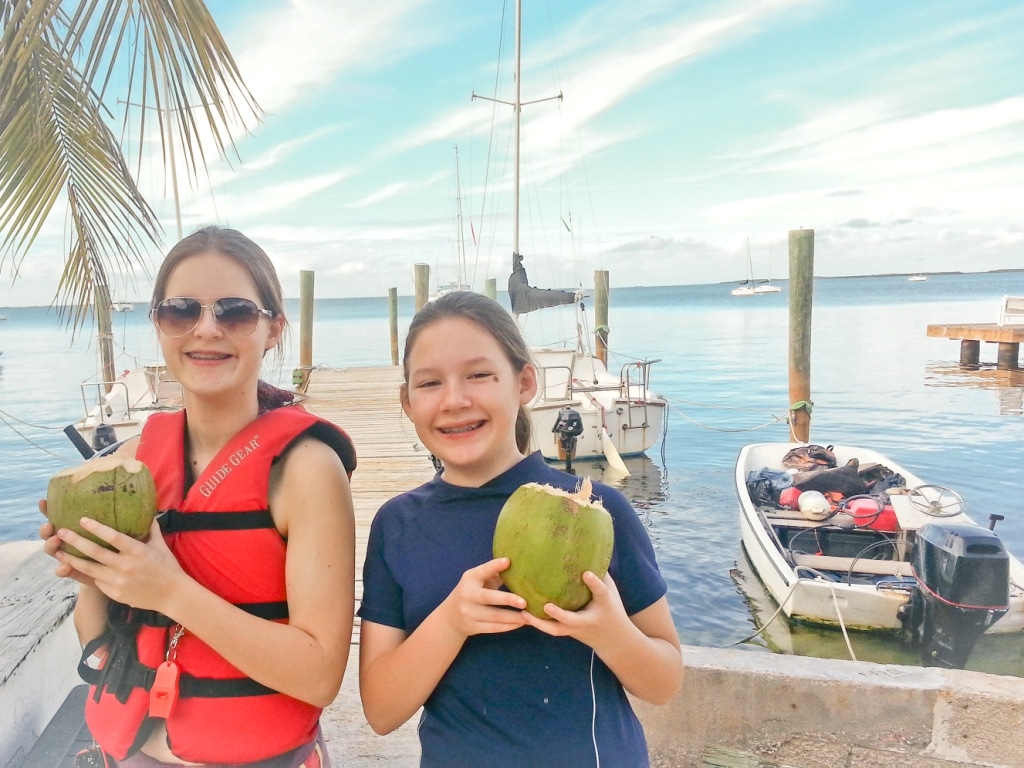 kids enjoying the coconuts at key largo cottages - From Terry Wade