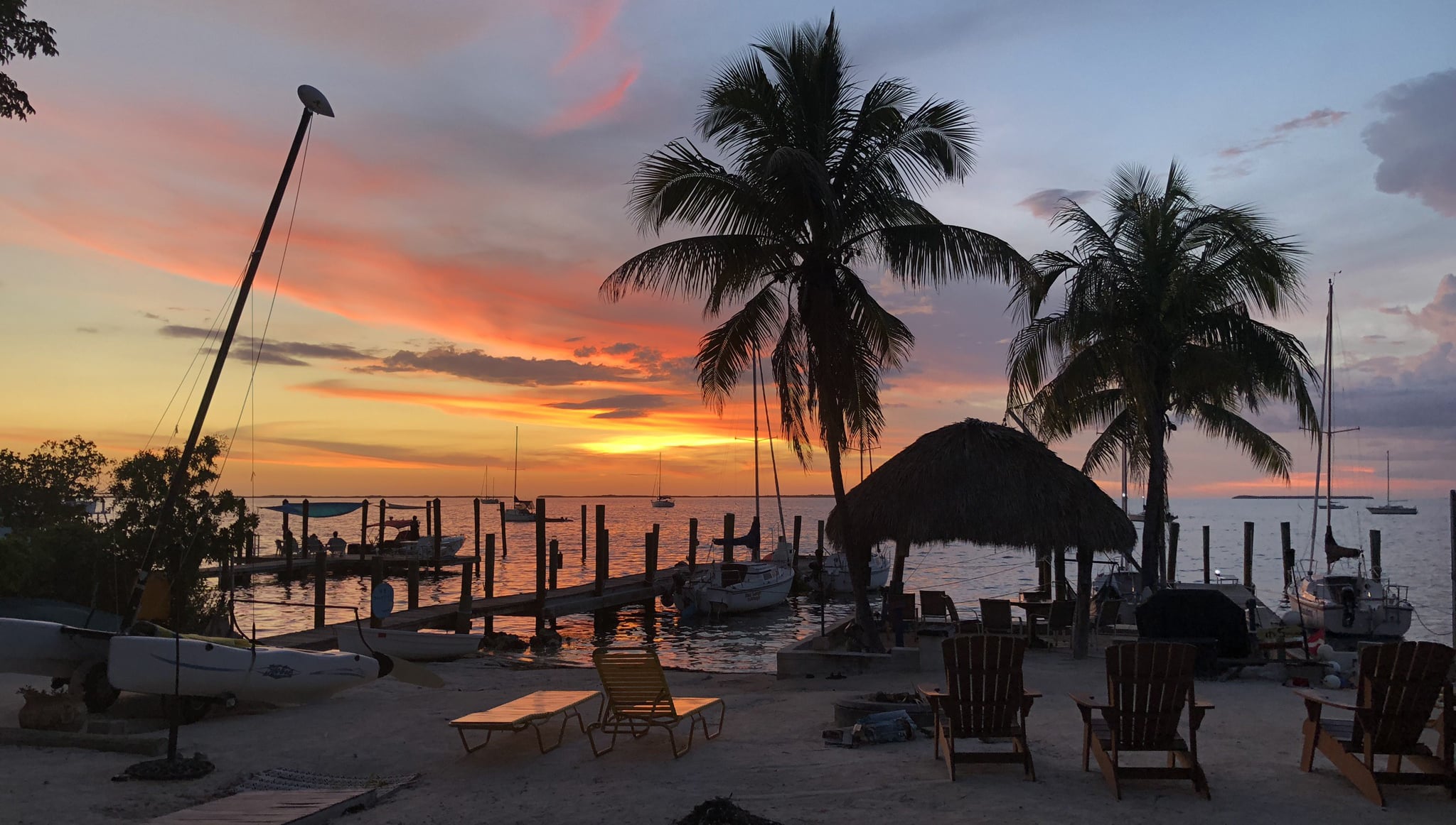 sunset by the tiki hut